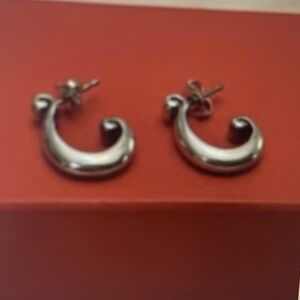James Avery Sterling Silver J-Shape Scroll Earrings, Retired/Vintage Design